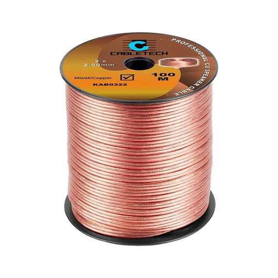 KAB0322 Réz hangszórókábel, transzparens 2x2mm2