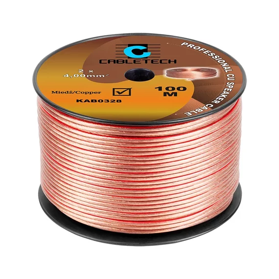 KAB0328 Réz hangszórókábel, transzparens 2x4mm2
