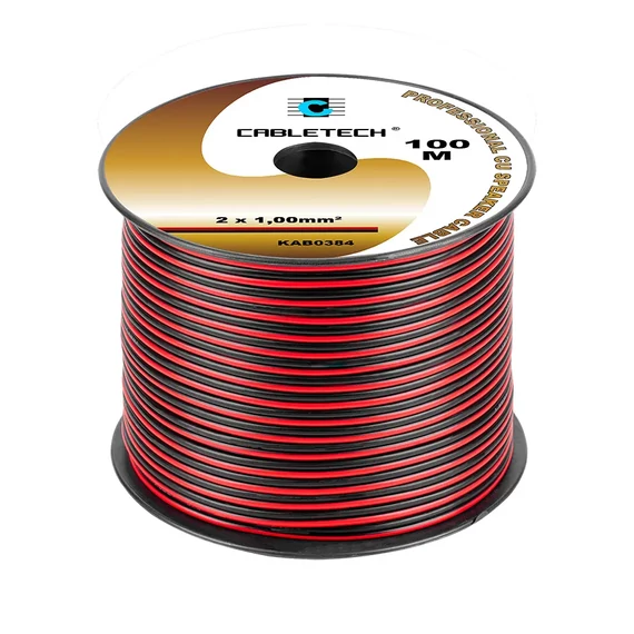KAB0384 Réz hangszórókábel, piros-fekete 2x1mm2