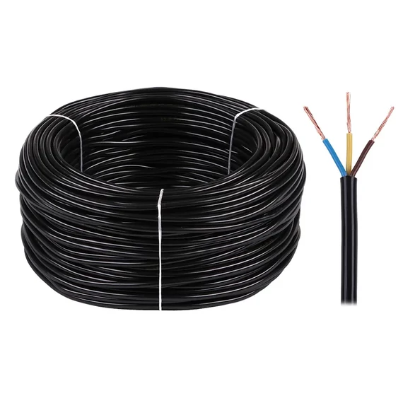 KAB0824 3 eres sodrott réz kábel, fekete színű 3X1,5mm2