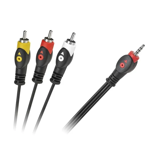 KPO2851L-3 3,5mm Jack dugó (4pólusú) - 3 RCA dugó 3m