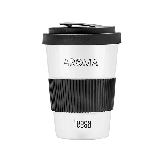 TSA0001 Kerámia utazó bögre, fehér színű, 350ml TEESA