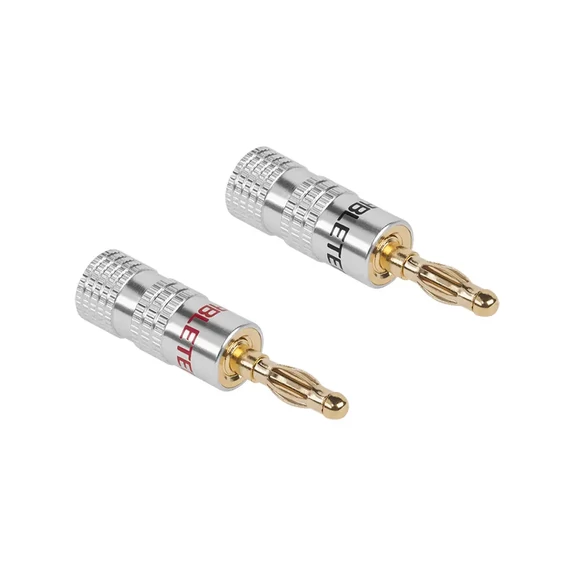 WTY0204 Szerelhető banán dugó, fém, piros-fekete, aranyozott, CABLETECH 1PÁR