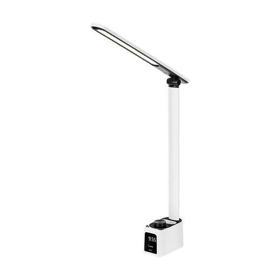 Asztali LED lámpa órával, USB gyorstöltés funkcióval, változtatható színhőmérséklet, Rebel