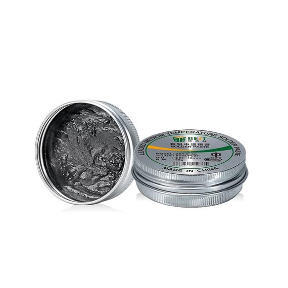 BST-506A Közepes hőmérsékletű, óntartalmú forrasztó paszta 50gr, Sn63/Pb37 183°C