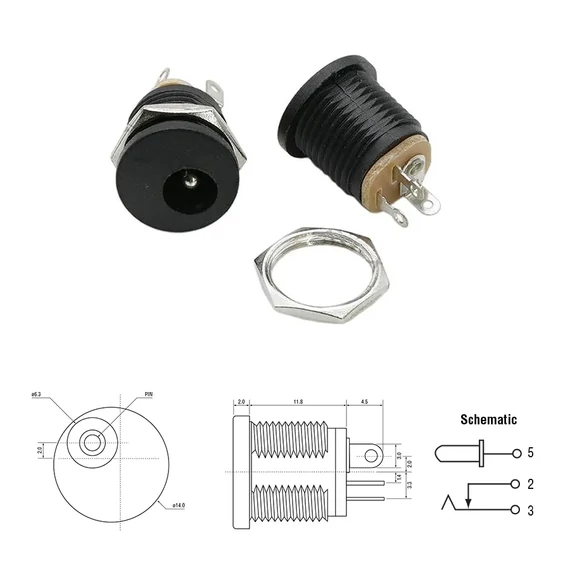 GNI0117T-1 Beépíthető DC aljzat 2.1/5.5