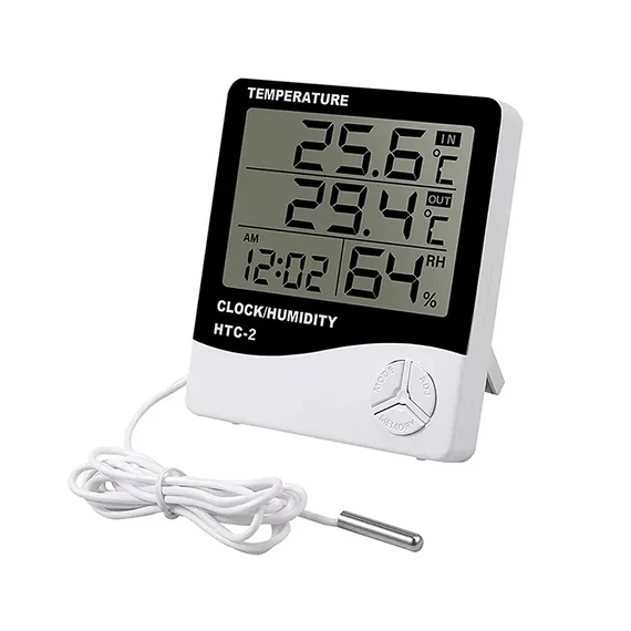 Időjárás állomás, külső/belső hőmérséklet, páratartalom kijelzés, HTC-2