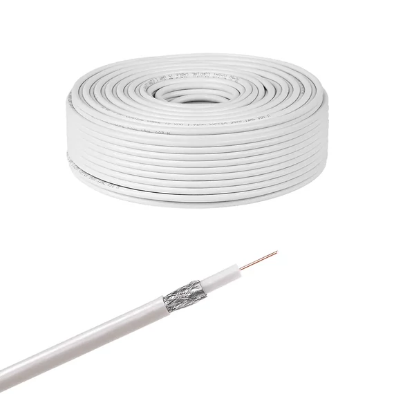 KAB0006 Koax kábel RG-6U 6,6mm, fehér színű, réz, 100m/tekercs