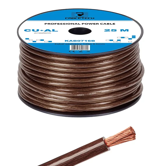 KAB0716B-M Autóhifi tápkábel, réz-alumínium, fekete, 12GA 4,5mm, /méter