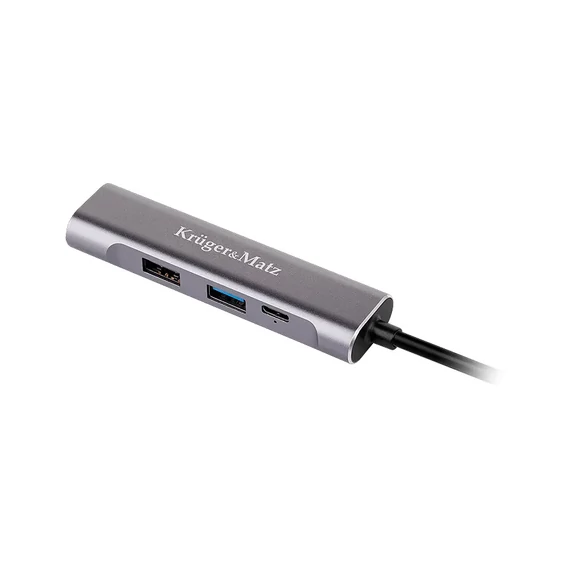 KM0400 Krüger&amp;Matz Type-C 4in1 adapter, HDMI/USB3.0/USB2.0/Type-C aljzat