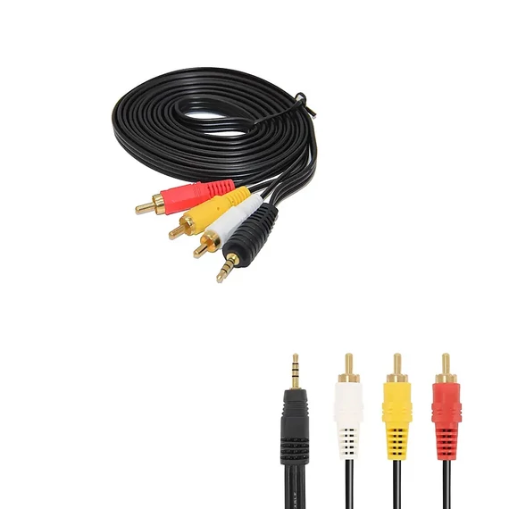 KPO2851A-1,5 3,5mm jack dugó (4pólusú) - 3 RCA dugó 1,5m