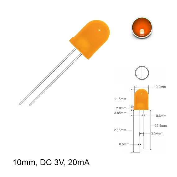 LED dióda 10mm 3V narancs