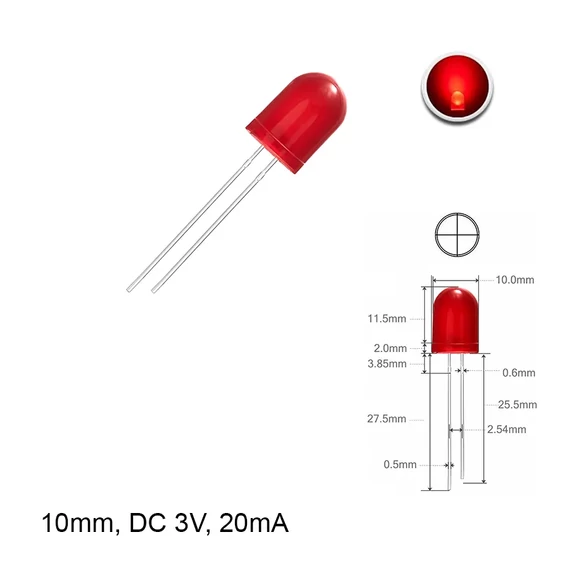 LED dióda 10mm 3V piros