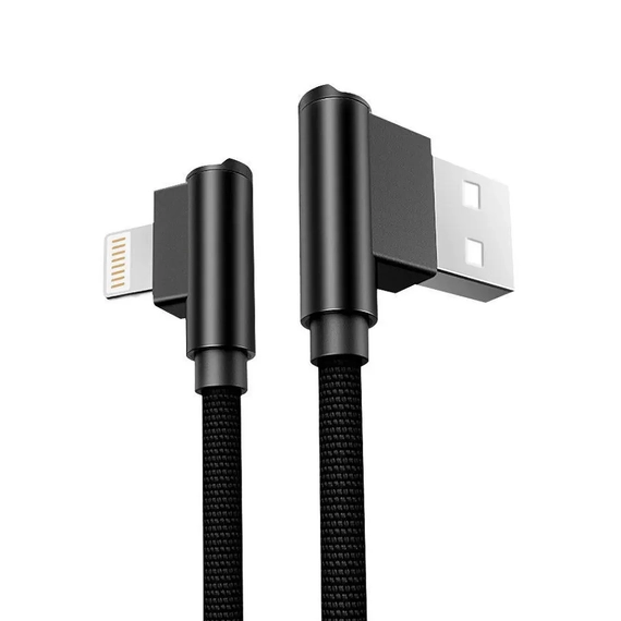 ML0802B-3P USB kábel iPhone/iPad-hez, lightning kábel, pipa dugóval, fekete, 3m