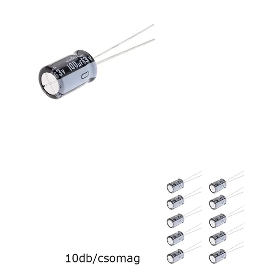 SK100-63-105WL Elektrolit kondenzátor, 100µF/63V 105°C, Ø8x16mm, 10db/csomag