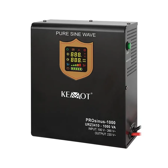Szinuszos szünetmentes tápegység, fekete, 12V 700W, akkumulátor nélkül, Kemot PROsinus-1000