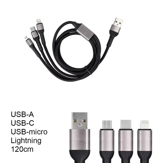 Univerzális USB töltőkábel 3in1