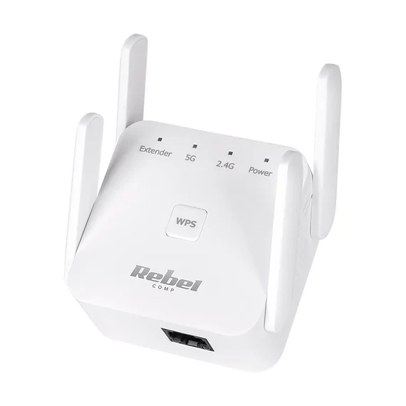 Wi-Fi erősítő, 2,4/5GHz, 300/867Mbps, RJ45 csatlakozással, Rebel