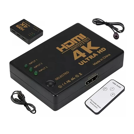 ZLA0310B Távirányítós HDMI közösítő, switch, 3 bemenet - 1 kimenet, 4K