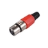 WTY0055-B Forrasztható XLR aljzat kábelre, 3 pólusú, fém, piros