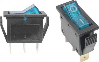 PRK0005T-C12V Billenőkapcsoló,Kétállású,ON-OFF Kék,12V 10A