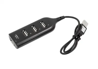 KOM0740A 4 Portos USB HUB, fekete, 40cm vezetékkel