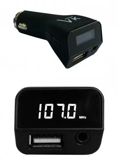 TRANS017 FM Transmitter/USB töltő, USB/AUX LCD kijelzővel, C09