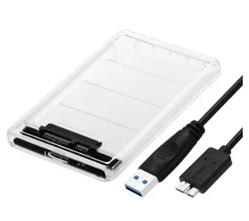 COM0016 Külső merevlemez ház 2,5coll HDD/SSD-hez, USB3.0, átlátszó