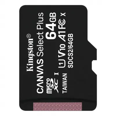 COM0307-64 Kingston Micro SD kártya 64GB CL10, 100MB/s adapter nélkül