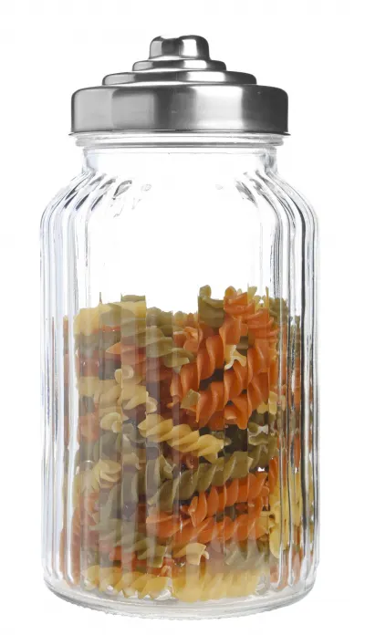 KE085C Konyhai bordázott üveg tároló edény csavaros tetővel, 1300ml-es