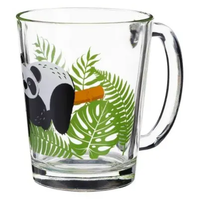 KP012 Panda mintás üveg bögre, 300ml