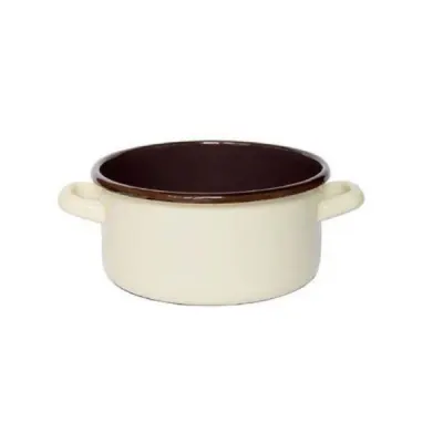 KE117A Zománcozott fazék, bézs-barna színű, 14cm/1L