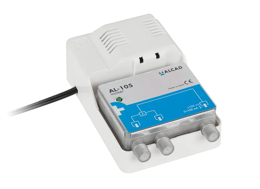 AL-105 ALCAD Elosztó, 12V kimenettel (aktív antennához), 2 kimenet