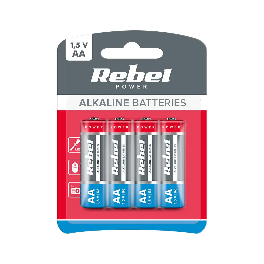 BAT0061B Alkáli elem REBEL AA LR06 4db/bliszter