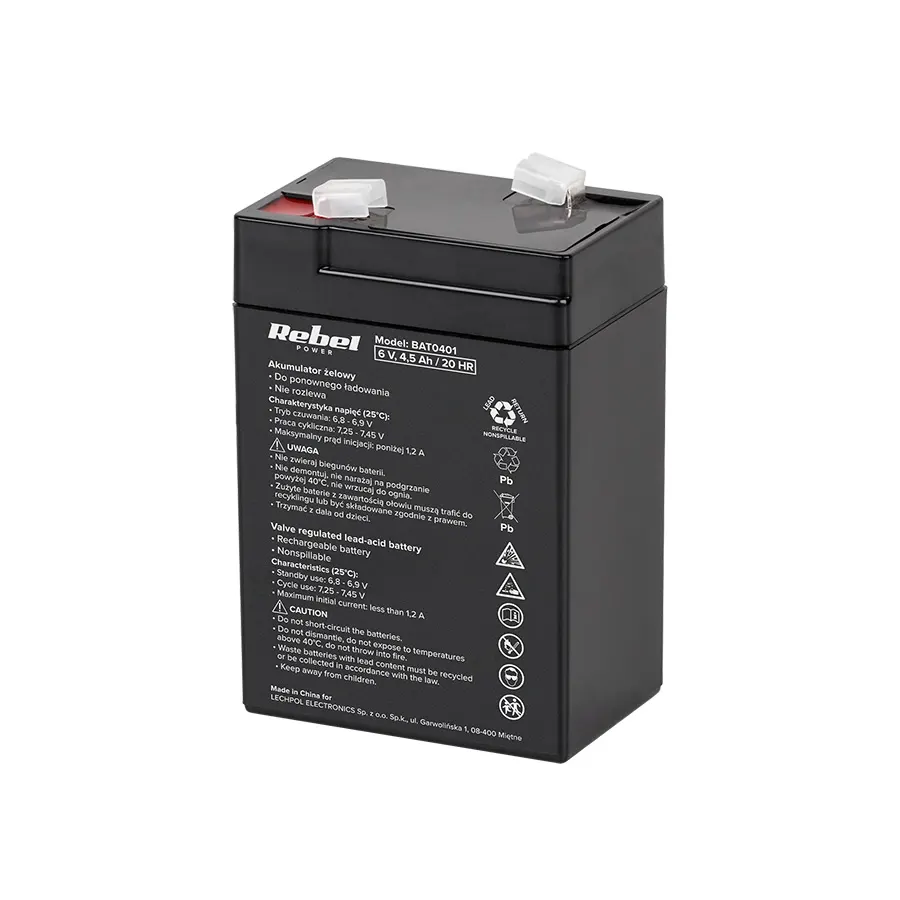 BAT0401 Zselés akkumulátor 6V 4.5Ah REBEL