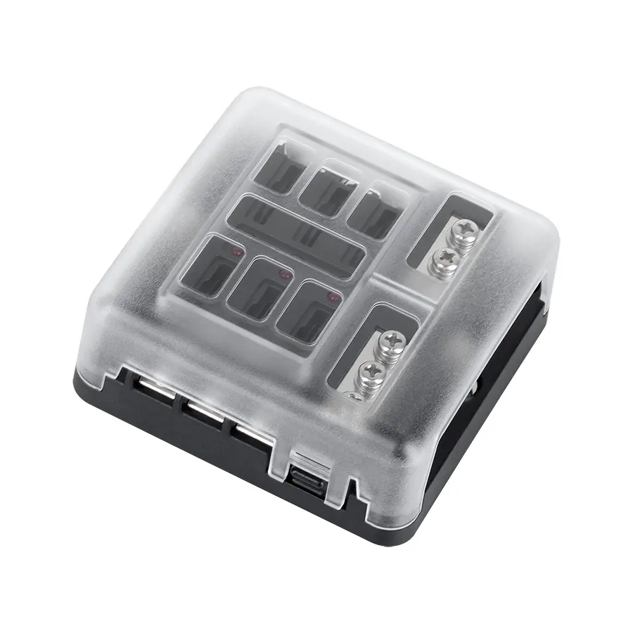 BEZ4015-6 Autós biztosíték doboz, 6 aljzat, LED visszajelzés