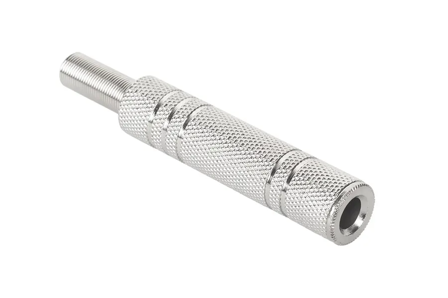 GNI0021 Forrasztható 6,3mm sztereó jack aljzat vezetékre, fém