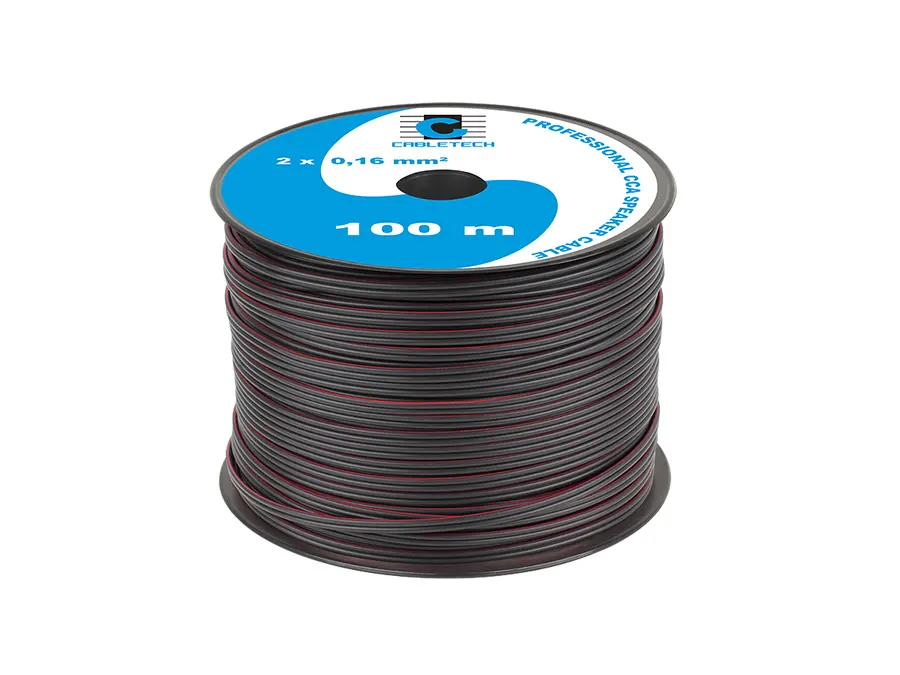 KAB0350 Hangszórókábel, fekete, réz-alumínium CCA, 2x0,16mm2