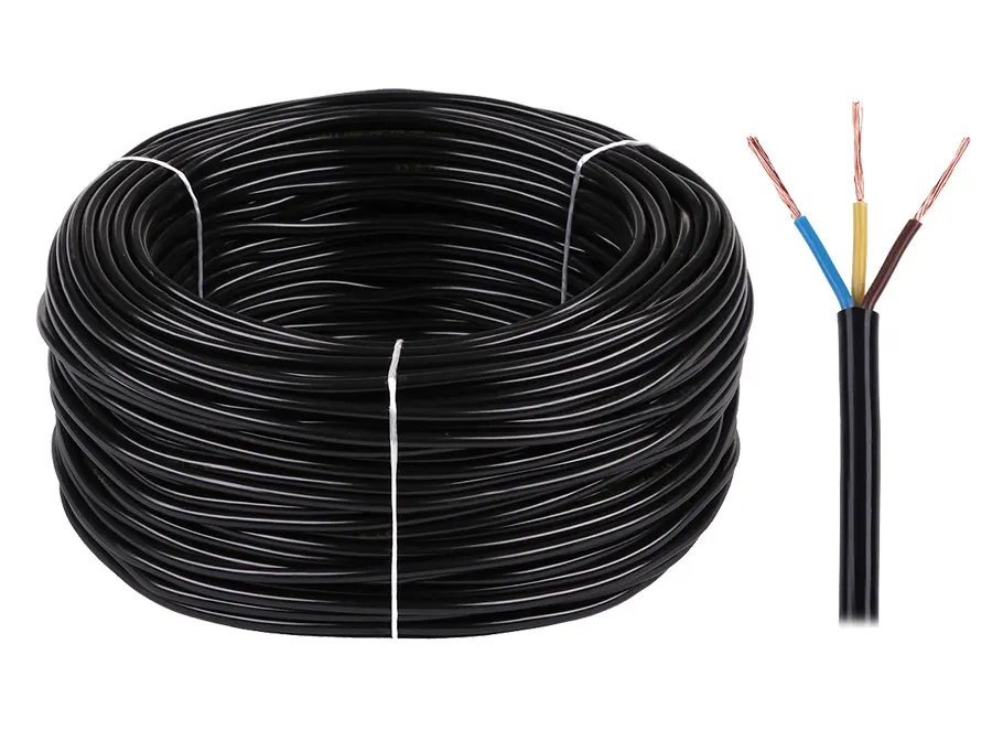 KAB0824 3 eres sodrott réz kábel, fekete színű 3x1,5mm2