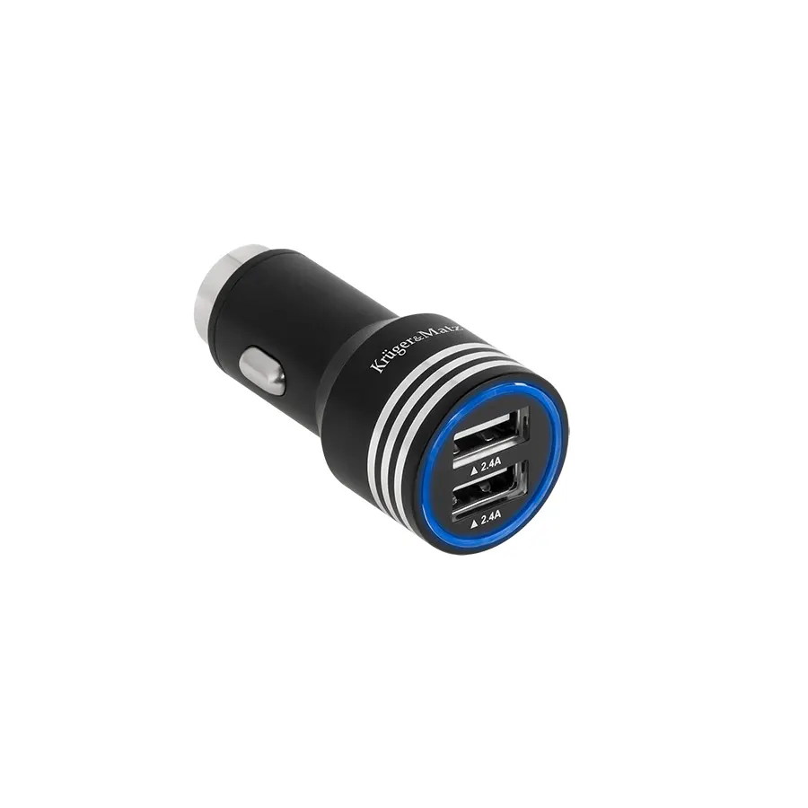KM0212.1 Krüger&Matz autós univerzális DUAL USB töltő, 5V 4800mA
