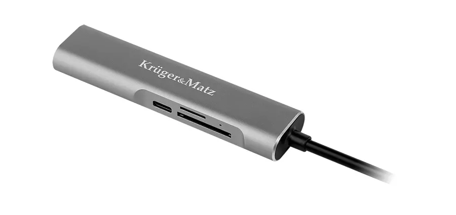 KM0390 Krüger&Matz Type-C 5in1 adapter, HDMI/USB3.0/SD/MicroSD/Type-C aljzat
