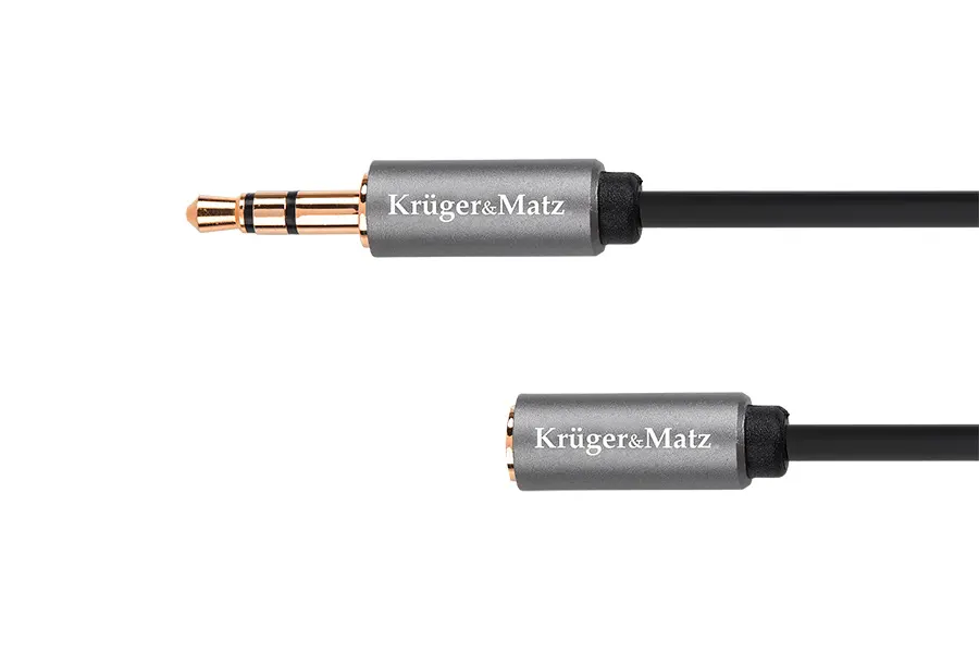 KM1230 Krüger&Matz 3,5mm jack dugó - aljzat (hosszabbító) kábel 1,8m