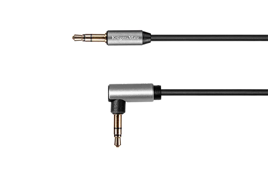 KM1243 Krüger&Matz 3,5mm jack dugó - dugó spirál kábel 1,8m (egyenes-pipa)