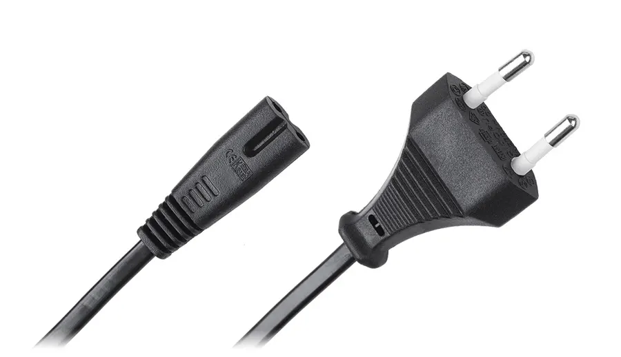 KPO2771C-3 Hálózati tápkábel, fekete, nem földelt, 3m