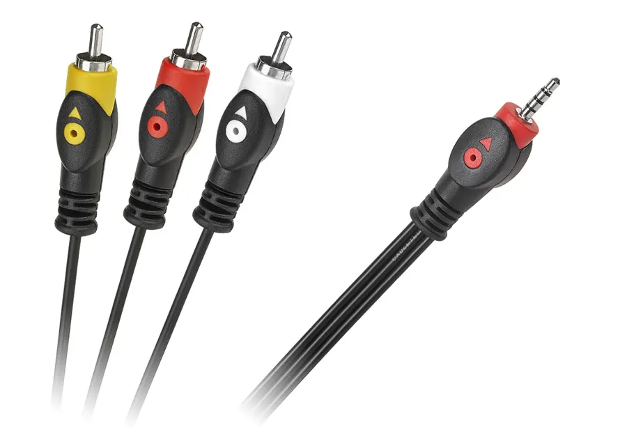 KPO2851L-3 Jack - RCA kábel, 3,5mm 4 pólusú jack dugó - 3RCA dugó, 3m