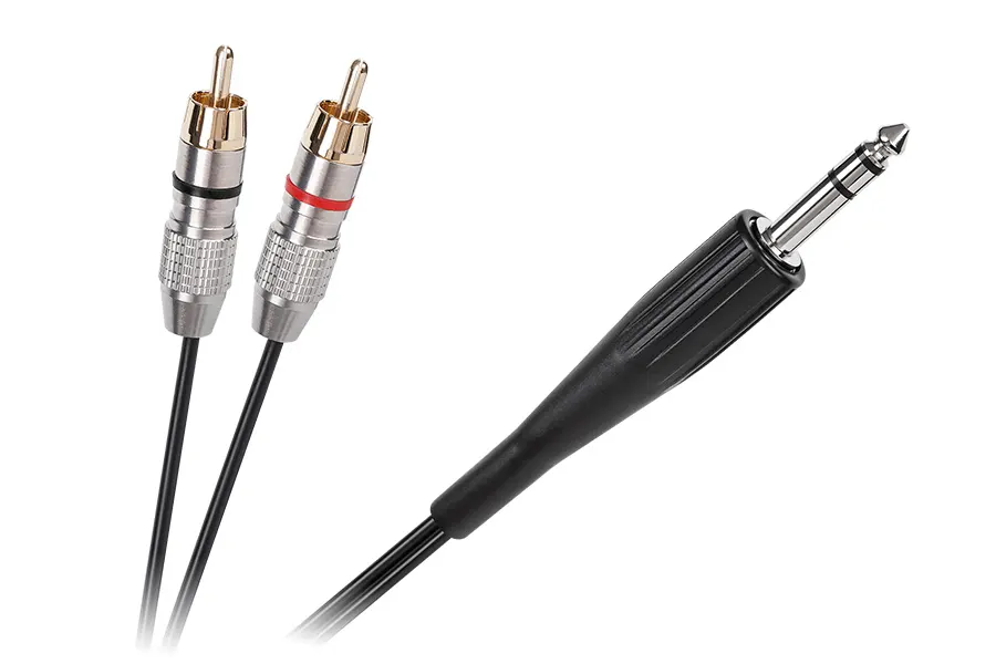 KPO3867-3 Jack - RCA kábel, 6,3mm sztereó jack dugó - 2RCA dugó 3m