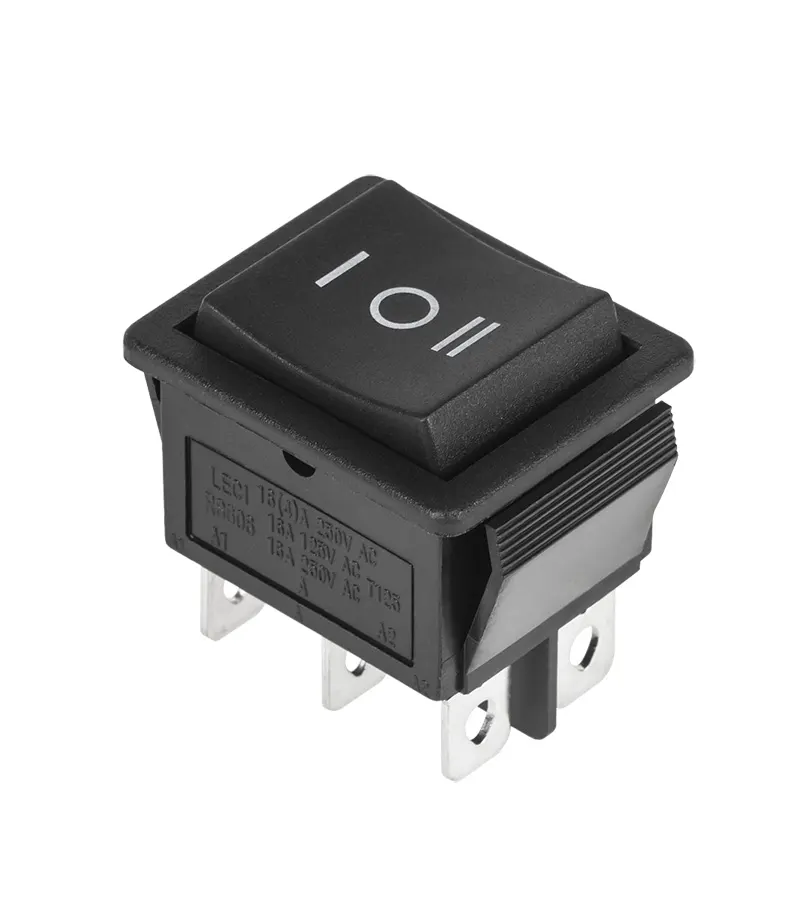 PRK0115 billenőkapcsoló háromállású ON-OFF-ON, fekete 250V 16A RS606