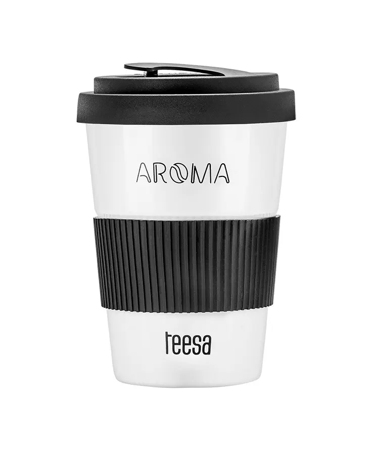 TSA0001 Kerámia utazó bögre, fehér színű, 350ml TEESA