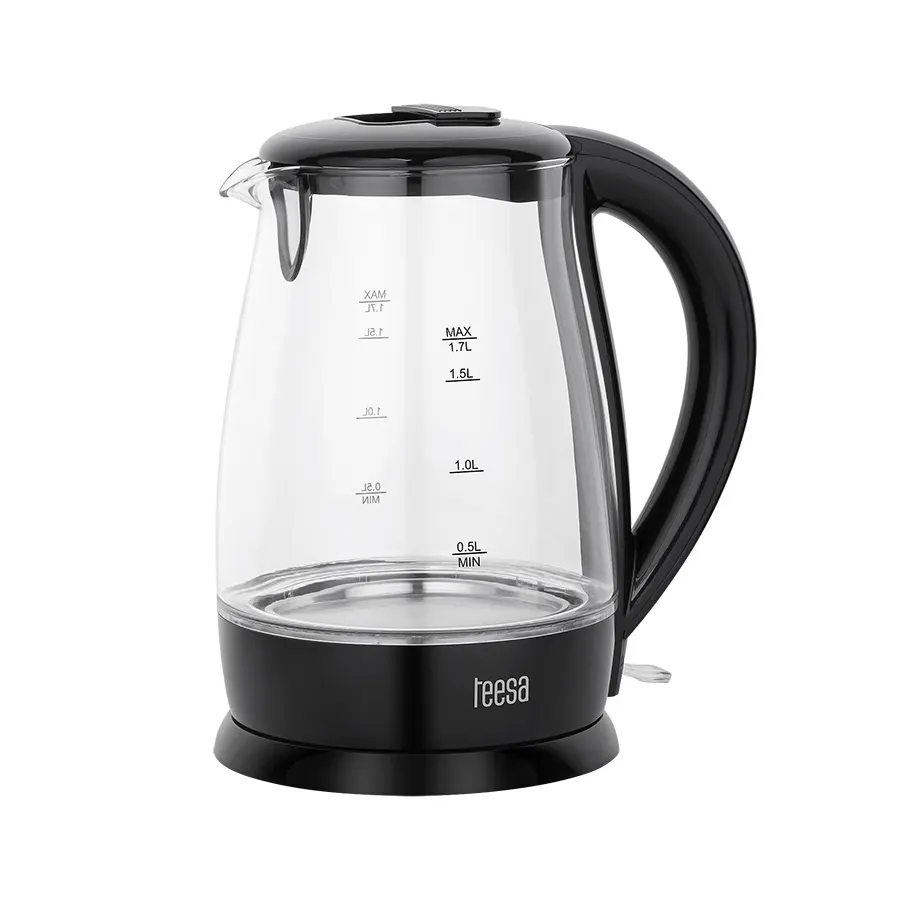 TSA1511B Elektromos vízforraló, üveg, fekete színű 1,7L 2200W