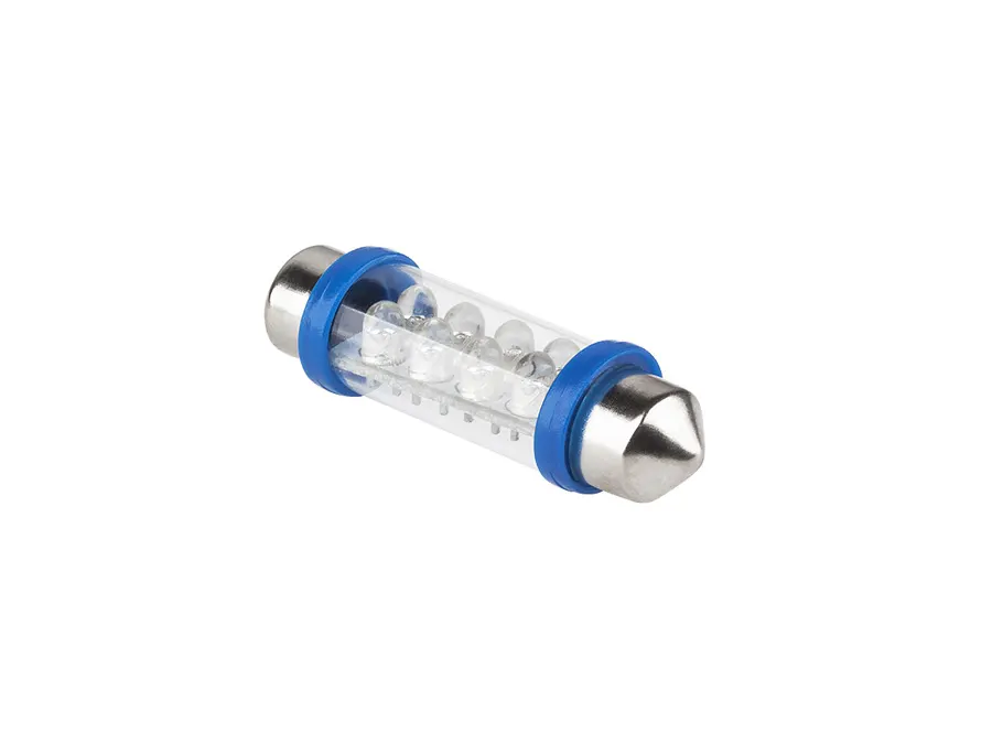 ZAR0077 Autós izzó 12V T10*42-8LED kék